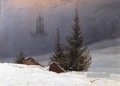 Winter Landschaft mit Kirche romantischem Caspar David Friedrich